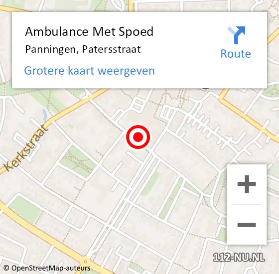 Locatie op kaart van de 112 melding: Ambulance Met Spoed Naar Panningen, Patersstraat op 8 februari 2015 18:12