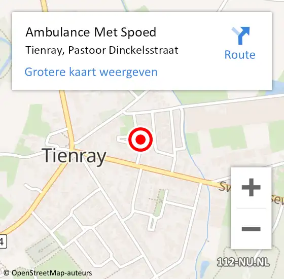 Locatie op kaart van de 112 melding: Ambulance Met Spoed Naar Tienray, Pastoor Dinckelsstraat op 8 februari 2015 18:56