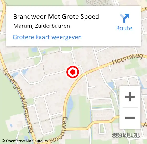 Locatie op kaart van de 112 melding: Brandweer Met Grote Spoed Naar Marum, Zuiderbuuren op 8 februari 2015 19:23