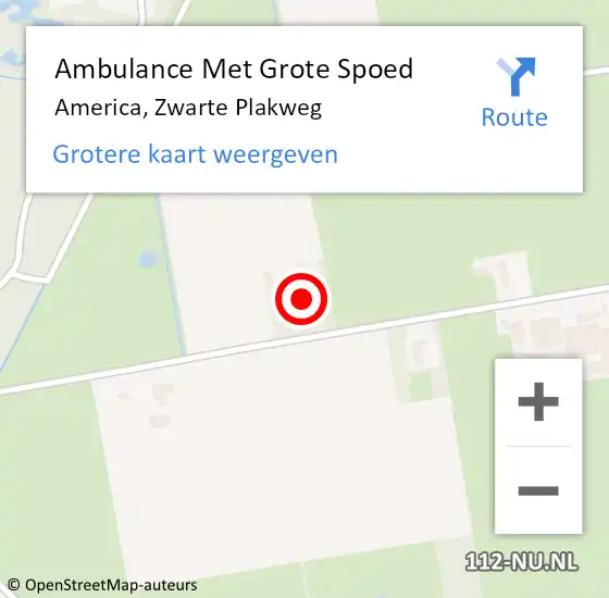 Locatie op kaart van de 112 melding: Ambulance Met Grote Spoed Naar America, Zwarte Plakweg op 8 februari 2015 20:03