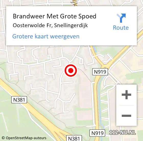 Locatie op kaart van de 112 melding: Brandweer Met Grote Spoed Naar Oosterwolde Fr, Snellingerdijk op 29 oktober 2013 09:45