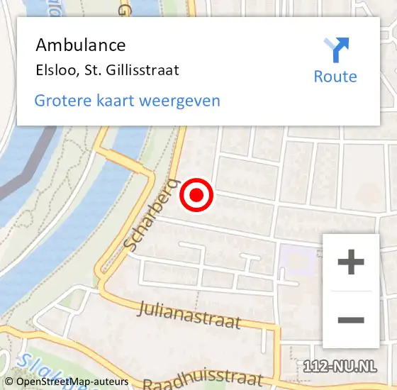 Locatie op kaart van de 112 melding: Ambulance Elsloo, St. Gillisstraat op 8 februari 2015 20:10