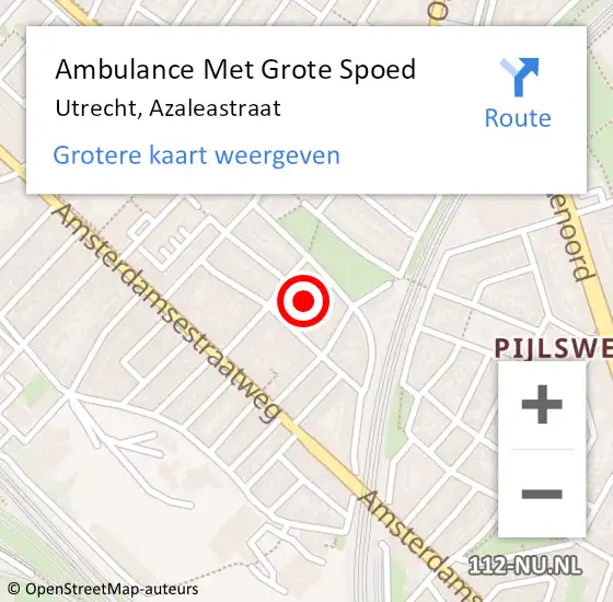 Locatie op kaart van de 112 melding: Ambulance Met Grote Spoed Naar Utrecht, Azaleastraat op 8 februari 2015 20:28