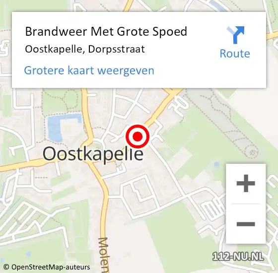 Locatie op kaart van de 112 melding: Brandweer Met Grote Spoed Naar Oostkapelle, Dorpsstraat op 8 februari 2015 20:38