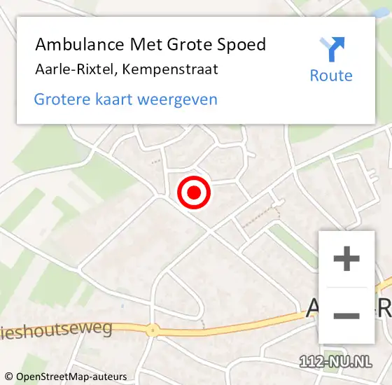 Locatie op kaart van de 112 melding: Ambulance Met Grote Spoed Naar Aarle-Rixtel, Kempenstraat op 8 februari 2015 20:40