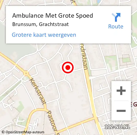 Locatie op kaart van de 112 melding: Ambulance Met Grote Spoed Naar Brunssum, Grachtstraat op 8 februari 2015 21:08