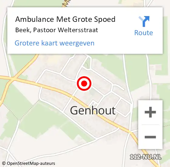 Locatie op kaart van de 112 melding: Ambulance Met Grote Spoed Naar Beek, Pastoor Weltersstraat op 8 februari 2015 21:11