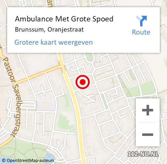 Locatie op kaart van de 112 melding: Ambulance Met Grote Spoed Naar Brunssum, Oranjestraat op 8 februari 2015 21:41