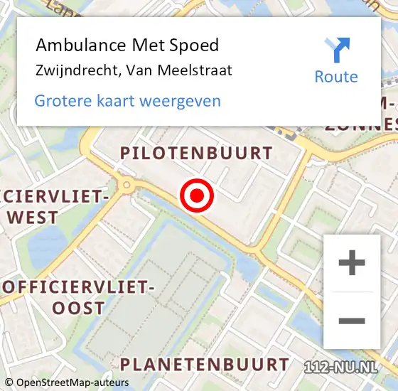 Locatie op kaart van de 112 melding: Ambulance Met Spoed Naar Zwijndrecht, Van Meelstraat op 8 februari 2015 22:22