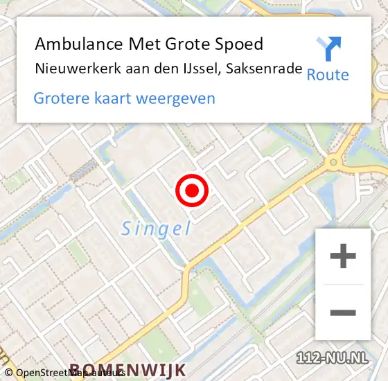 Locatie op kaart van de 112 melding: Ambulance Met Grote Spoed Naar Nieuwerkerk aan den IJssel, Saksenrade op 8 februari 2015 22:24