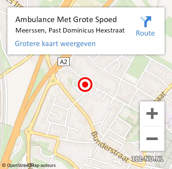 Locatie op kaart van de 112 melding: Ambulance Met Grote Spoed Naar Meerssen, Past Dominicus Hexstraat op 8 februari 2015 22:24