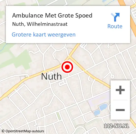 Locatie op kaart van de 112 melding: Ambulance Met Grote Spoed Naar Nuth, Wilhelminastraat op 8 februari 2015 22:26