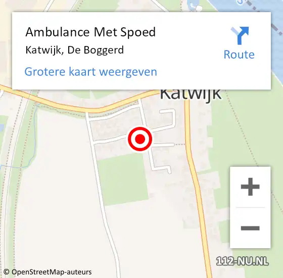 Locatie op kaart van de 112 melding: Ambulance Met Spoed Naar Katwijk, De Boggerd op 8 februari 2015 22:50