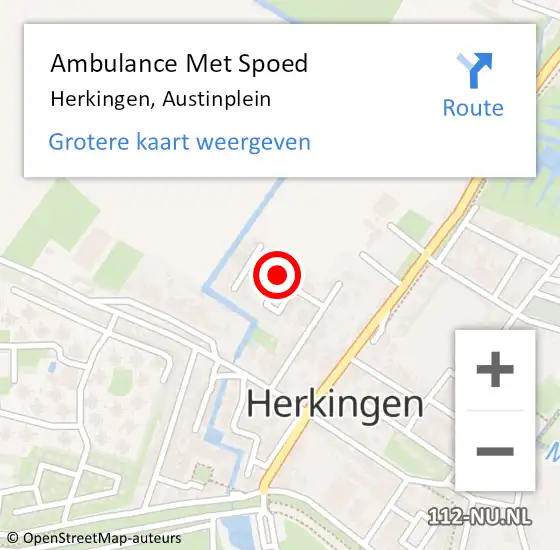 Locatie op kaart van de 112 melding: Ambulance Met Spoed Naar Herkingen, Austinplein op 8 februari 2015 23:01