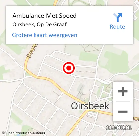 Locatie op kaart van de 112 melding: Ambulance Met Spoed Naar Oirsbeek, Op De Graaf op 9 februari 2015 00:58