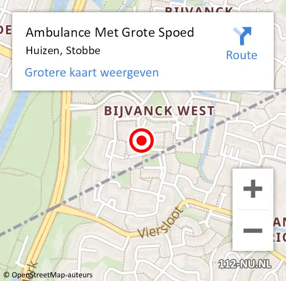 Locatie op kaart van de 112 melding: Ambulance Met Grote Spoed Naar Huizen, Stobbe op 9 februari 2015 01:53