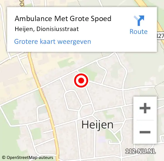 Locatie op kaart van de 112 melding: Ambulance Met Grote Spoed Naar Heijen, Dionisiusstraat op 9 februari 2015 02:15