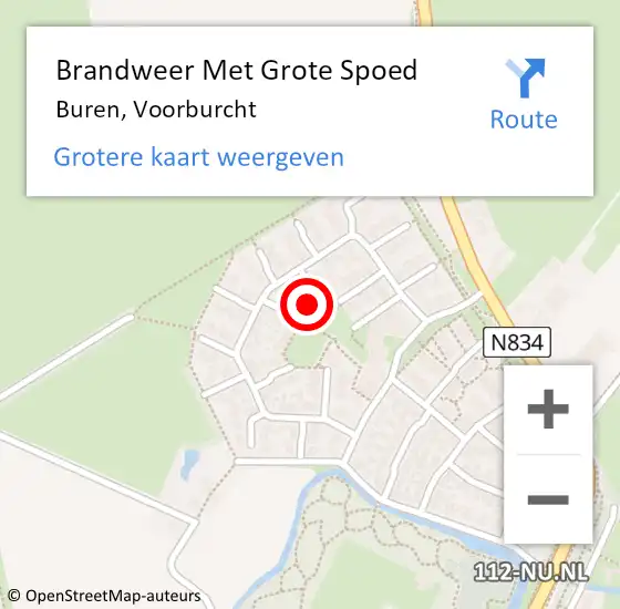 Locatie op kaart van de 112 melding: Brandweer Met Grote Spoed Naar Buren, Voorburcht op 9 februari 2015 03:32