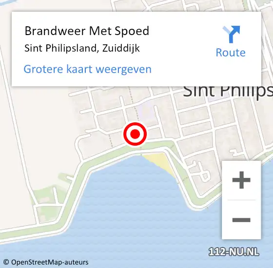 Locatie op kaart van de 112 melding: Brandweer Met Spoed Naar Sint Philipsland, Zuiddijk op 9 februari 2015 03:43