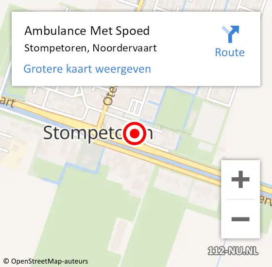 Locatie op kaart van de 112 melding: Ambulance Met Spoed Naar Stompetoren, Noordervaart op 9 februari 2015 04:19