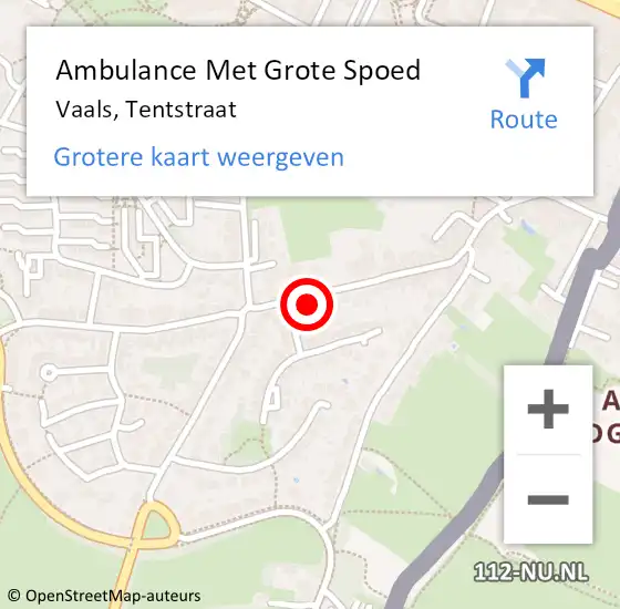 Locatie op kaart van de 112 melding: Ambulance Met Grote Spoed Naar Vaals, Tentstraat op 9 februari 2015 05:00