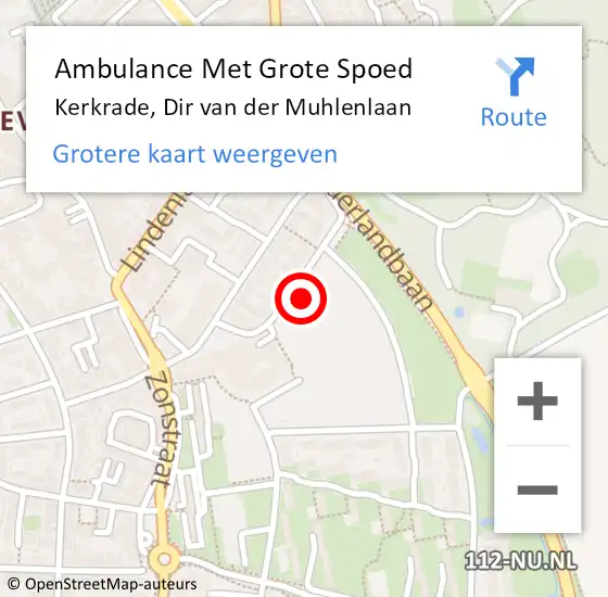 Locatie op kaart van de 112 melding: Ambulance Met Grote Spoed Naar Kerkrade, Dir van der Muhlenlaan op 9 februari 2015 05:05