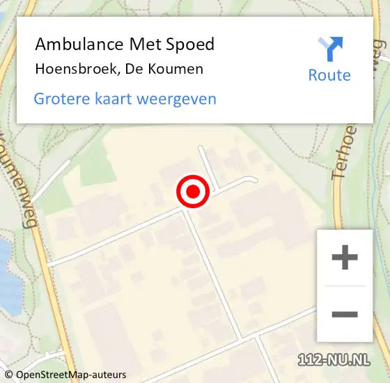 Locatie op kaart van de 112 melding: Ambulance Met Spoed Naar Hoensbroek, De Koumen op 9 februari 2015 05:05