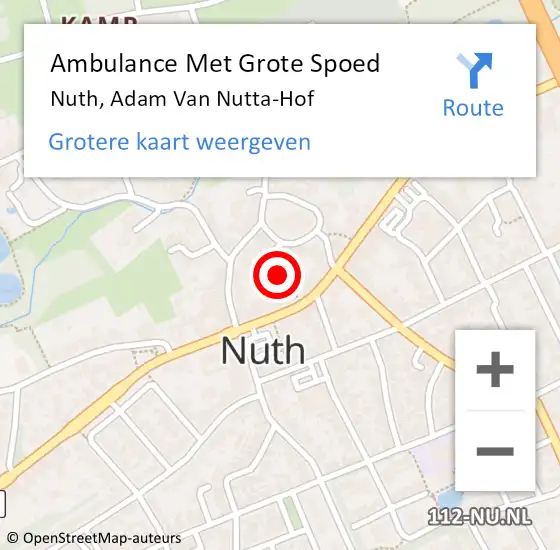 Locatie op kaart van de 112 melding: Ambulance Met Grote Spoed Naar Nuth, Adam Van Nutta-Hof op 9 februari 2015 05:42