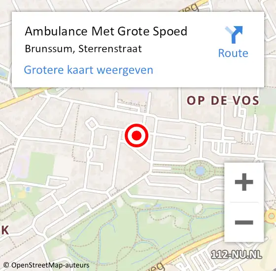 Locatie op kaart van de 112 melding: Ambulance Met Grote Spoed Naar Brunssum, Sterrenstraat op 9 februari 2015 06:04