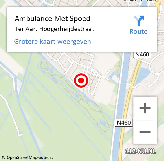 Locatie op kaart van de 112 melding: Ambulance Met Spoed Naar Ter Aar, Hoogerheijdestraat op 9 februari 2015 06:48