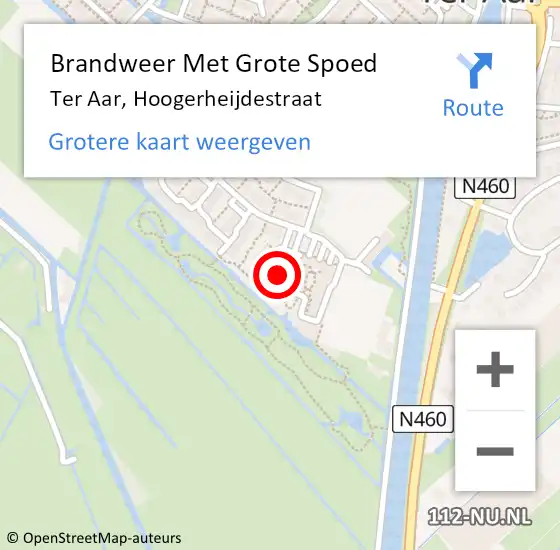 Locatie op kaart van de 112 melding: Brandweer Met Grote Spoed Naar Ter Aar, Hoogerheijdestraat op 9 februari 2015 07:08