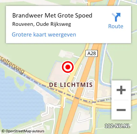 Locatie op kaart van de 112 melding: Brandweer Met Grote Spoed Naar Rouveen, Oude Rijksweg op 9 februari 2015 07:10