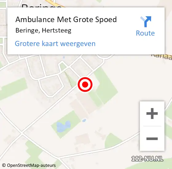 Locatie op kaart van de 112 melding: Ambulance Met Grote Spoed Naar Beringe, Hertsteeg op 9 februari 2015 08:05