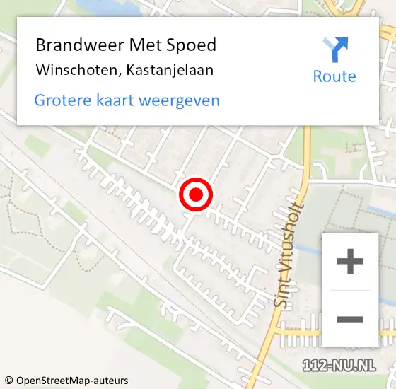 Locatie op kaart van de 112 melding: Brandweer Met Spoed Naar Winschoten, Kastanjelaan op 9 februari 2015 08:33