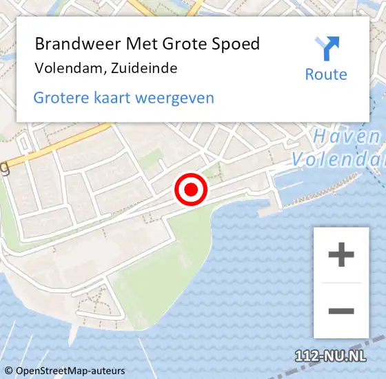 Locatie op kaart van de 112 melding: Brandweer Met Grote Spoed Naar Volendam, Zuideinde op 9 februari 2015 08:44