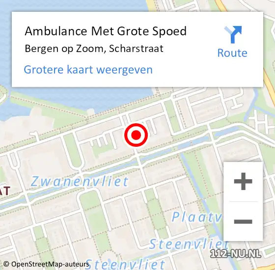 Locatie op kaart van de 112 melding: Ambulance Met Grote Spoed Naar Bergen op Zoom, Scharstraat op 9 februari 2015 08:48