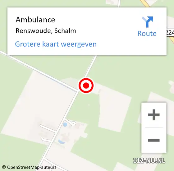 Locatie op kaart van de 112 melding: Ambulance Renswoude, Schalm op 9 februari 2015 08:58