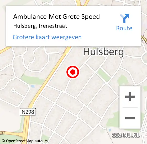 Locatie op kaart van de 112 melding: Ambulance Met Grote Spoed Naar Hulsberg, Irenestraat op 9 februari 2015 09:01