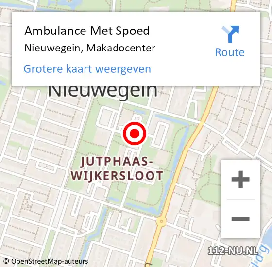 Locatie op kaart van de 112 melding: Ambulance Met Spoed Naar Nieuwegein, Makadocenter op 9 februari 2015 09:06