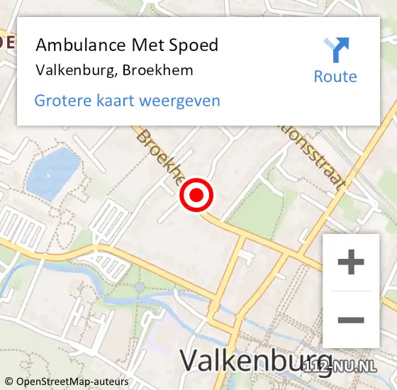 Locatie op kaart van de 112 melding: Ambulance Met Spoed Naar Valkenburg, Broekhem op 9 februari 2015 09:15