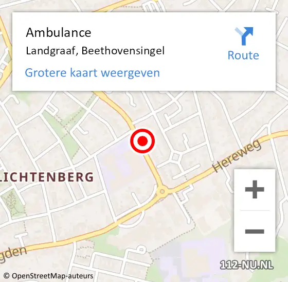 Locatie op kaart van de 112 melding: Ambulance Landgraaf, Beethovensingel op 9 februari 2015 09:45