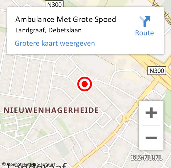 Locatie op kaart van de 112 melding: Ambulance Met Grote Spoed Naar Landgraaf, Debetslaan op 9 februari 2015 09:49