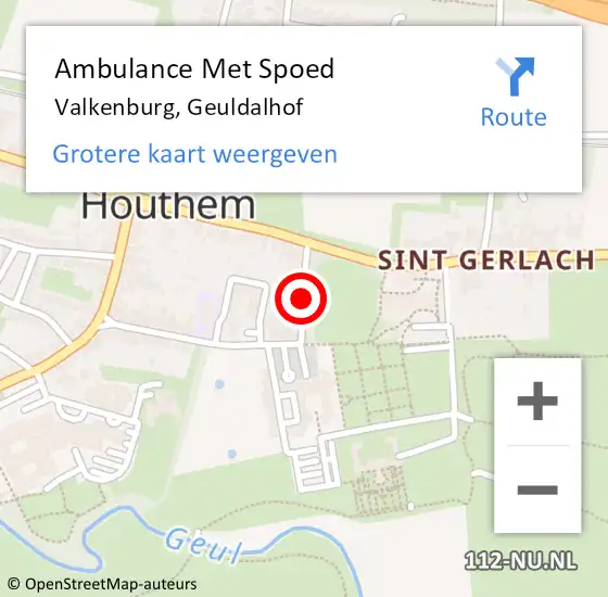 Locatie op kaart van de 112 melding: Ambulance Met Spoed Naar Valkenburg, Geuldalhof op 9 februari 2015 09:54