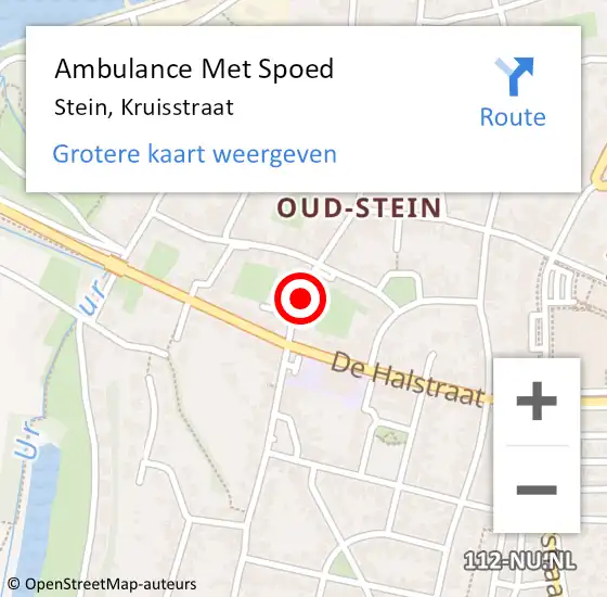 Locatie op kaart van de 112 melding: Ambulance Met Spoed Naar Stein, Kruisstraat op 9 februari 2015 10:15