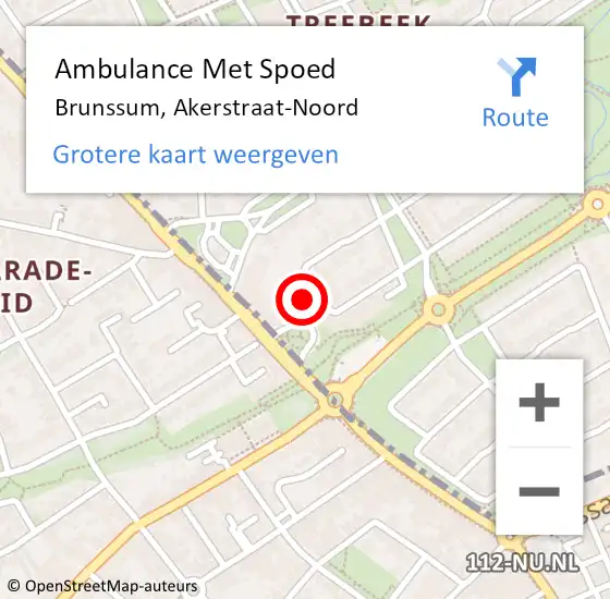 Locatie op kaart van de 112 melding: Ambulance Met Spoed Naar Brunssum, Akerstraat-Noord op 9 februari 2015 10:48