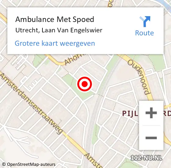 Locatie op kaart van de 112 melding: Ambulance Met Spoed Naar Utrecht, Laan Van Engelswier op 9 februari 2015 10:56