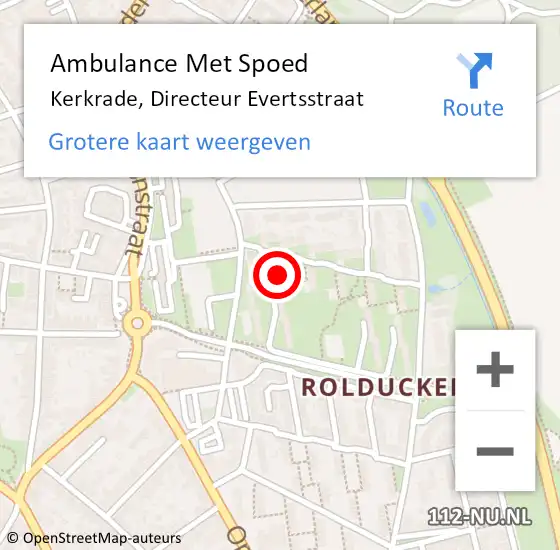 Locatie op kaart van de 112 melding: Ambulance Met Spoed Naar Kerkrade, Directeur Evertsstraat op 9 februari 2015 11:29