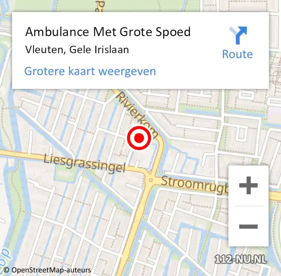 Locatie op kaart van de 112 melding: Ambulance Met Grote Spoed Naar Vleuten, Gele Irislaan op 9 februari 2015 11:49