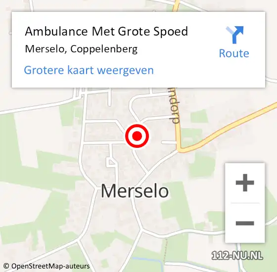 Locatie op kaart van de 112 melding: Ambulance Met Grote Spoed Naar Merselo, Coppelenberg op 29 oktober 2013 10:27