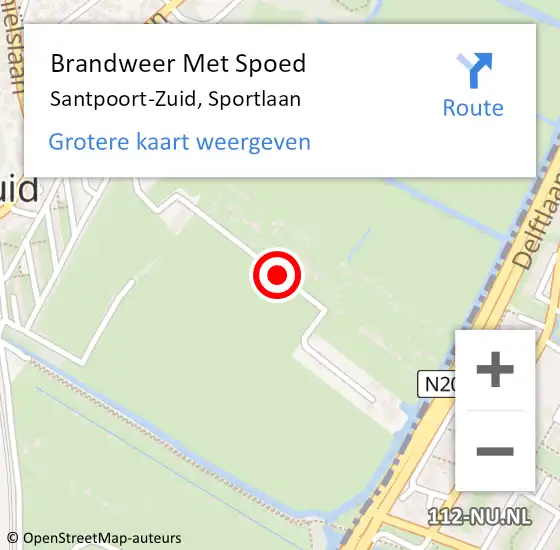 Locatie op kaart van de 112 melding: Brandweer Met Spoed Naar Santpoort-Zuid, Sportlaan op 9 februari 2015 12:40